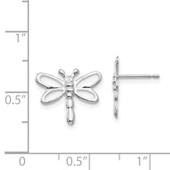 14K White Gold Polished Dragonfly Earrings for Women by Sophia Jewelers