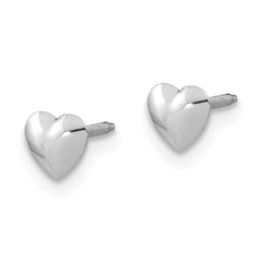14K White Gold Heart Earrings with Rhodium Polished Finish