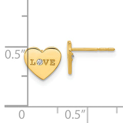 Sophia Jewelers 14K Gold Polished Heart Earrings with CZ Elegance