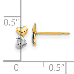 14K Two-Tone Child's Double Heart Earrings with Polished Finish