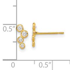 14K Gold Women's Drop Earrings with Clear CZ Bezel Set