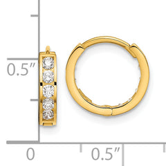 14K Gold Reversible CZ Hinged Hoop Earrings Polished Nickel-Free