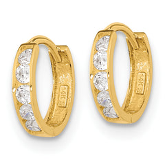 14K Gold CZ Huggie Hoop Earrings for Children by Sophia Jewelers
