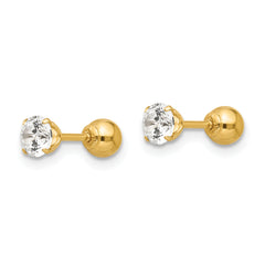 14K Gold Reversible CZ & Ball Earrings Elegant Women's Studs