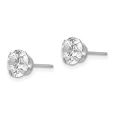 14K White Gold Madi K CZ Stud Earrings with Polished Finish
