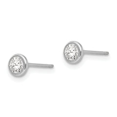 Sophia Jewelers 14K White Gold CZ Stud Earrings with Polished Bezel Design