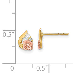 14k Madi K Two-Tone CZ Flower Post Earrings