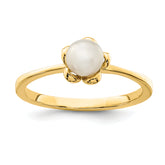 14K Madi K 4-5mm White Button Freshwater Cultured Pearl Flower Ring