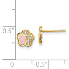 14k Madi K CZ Pink Enamel Paw Post Earrings