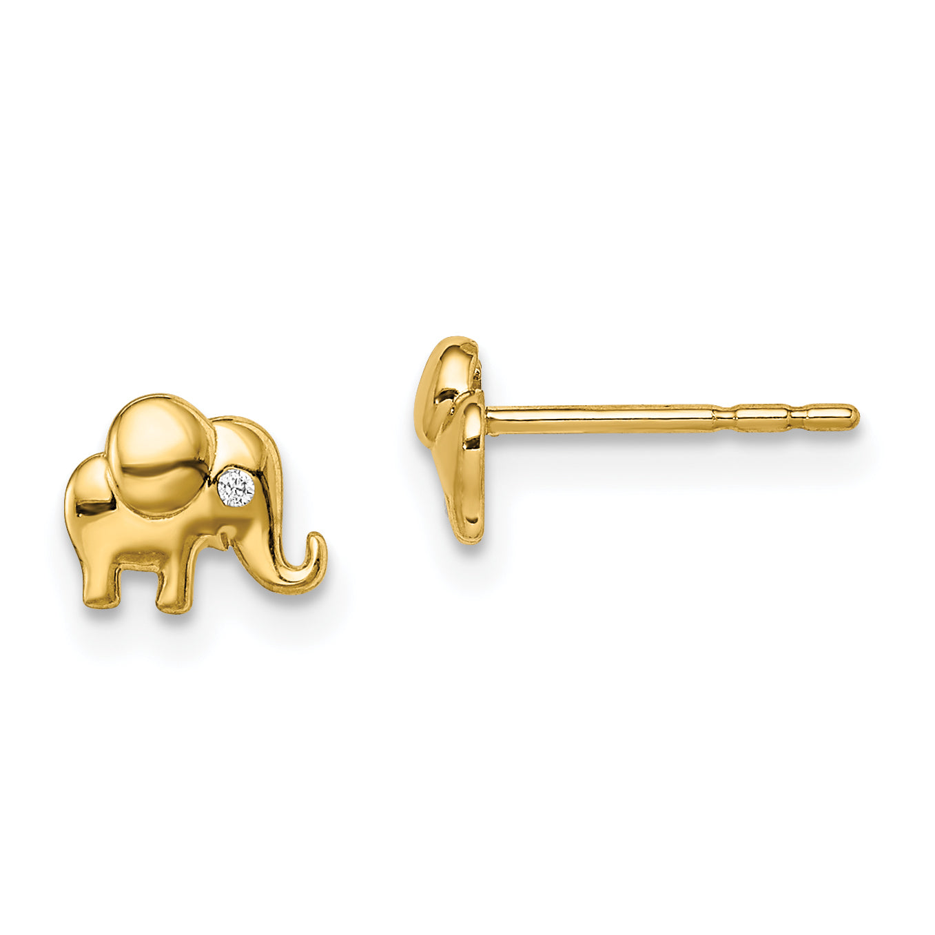 14k Madi K CZ Accent Elephant Post Earrings