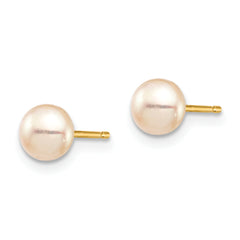 14k Madi K 5-6mm Pink Button Freshwater Cultured Pearl Stud Post Earrings