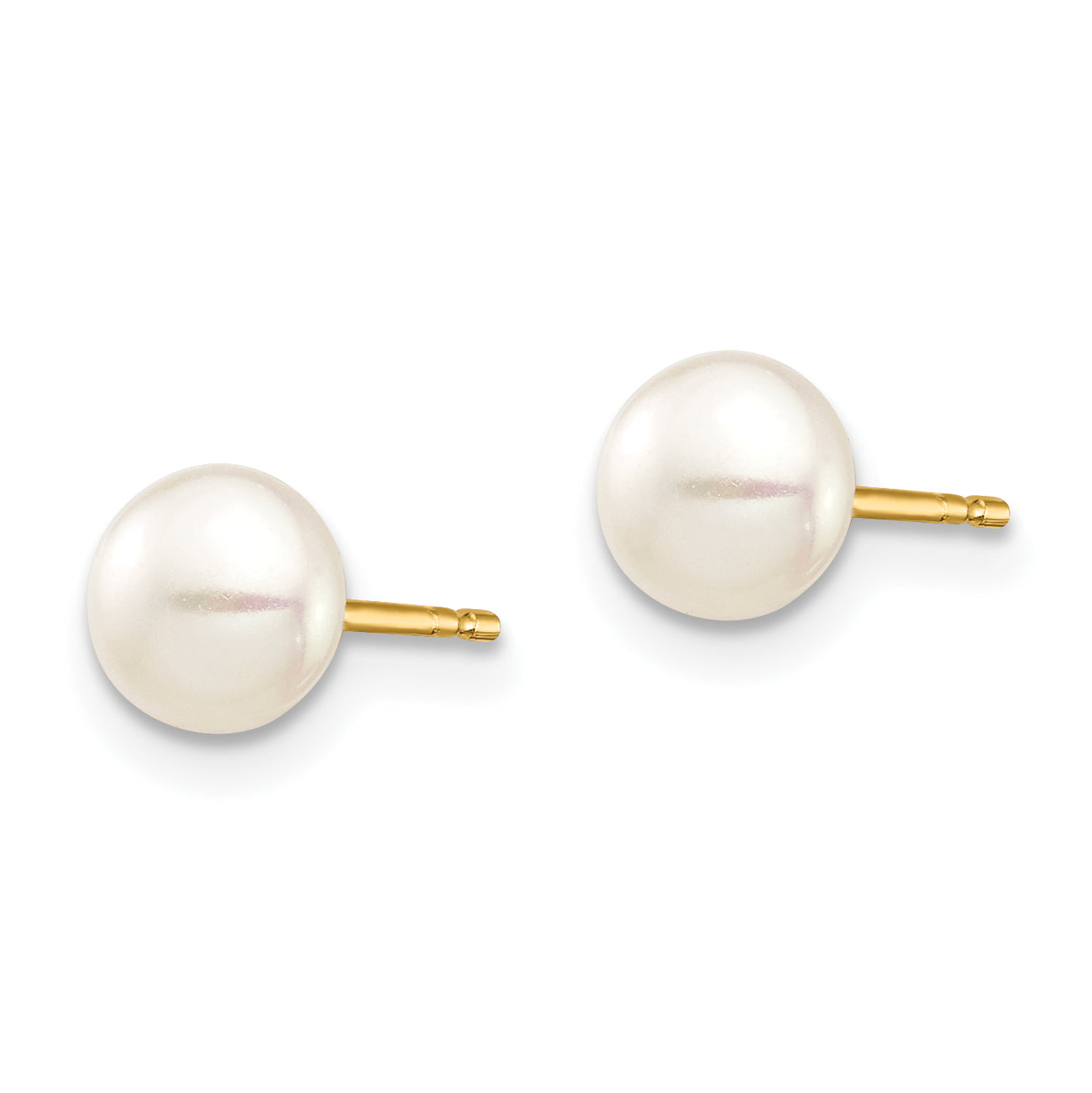 14k Madi K 5-6mm White Button Freshwater Cultured Pearl Stud Post Earrings