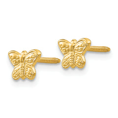14K Gold Polished Butterfly Earrings with Secure Screwback Closure