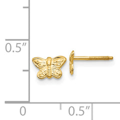 14K Gold Polished Butterfly Earrings with Secure Screwback Closure