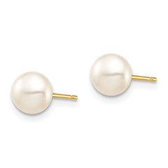 14k Madi K 6-7mm White Button Freshwater Cultured Pearl Stud Post Earrings