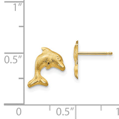 14K Gold Satin Dolphin Earrings with Polished Finish Nickel Free