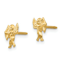 14K Gold Cupid Button Earrings with Polished Finish for Women