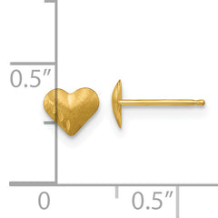 14K Gold Diamond-Cut Satin Heart Earrings Elegant & Nickel-Free