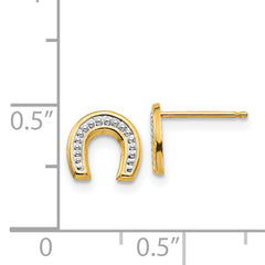 Sophia Jewelers 14K Gold Horseshoe Earrings with Polished Rhodium Finish