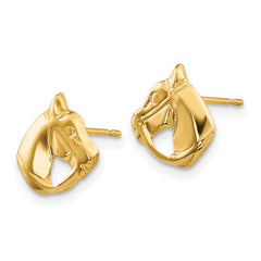 14K Gold Polished Horse Head Earrings for Women Elegant Nickel-Free Design