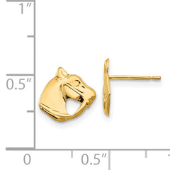 14K Gold Polished Horse Head Earrings for Women Elegant Nickel-Free Design