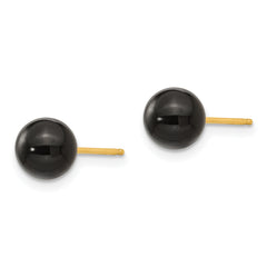 14K Gold Onyx Bead Earrings with Polished Finish for Women