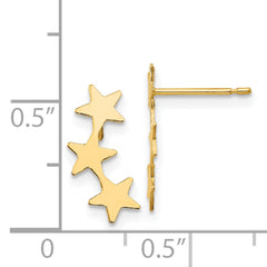 14K Gold Three-Star Drop Earrings Polished Elegant Design