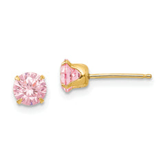 14k Madi K 5mm Pink CZ Post Earrings