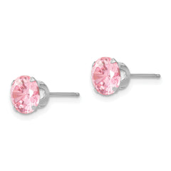 Sophia Jewelers 14K White Gold Pink CZ Stud Earrings Polished Birthstone