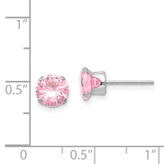 Sophia Jewelers 14K White Gold Pink CZ Stud Earrings Polished Birthstone