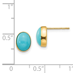14K Gold Turquoise Bezel Earrings with Polished Elegant Finish