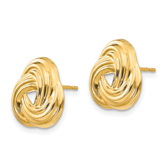 14K Gold Love Knot Earrings with Polished Finish, Nickel Free