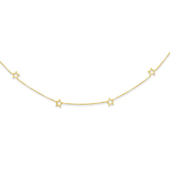 **14K Gold Fancy Necklace with Polished Star and Adjustable Extension** - 18