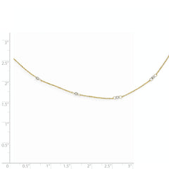 14K Two-tone Ropa Mirror Bead W/2in Ext Necklace