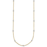 14K Two-tone Ropa Mirror Bead W/2in Ext Necklace