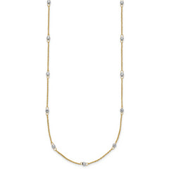 14K Two-tone Ropa Mirror Bead W/2in Ext Necklace