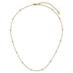 14K Two-tone Ropa Mirror Bead W/2in Ext Necklace