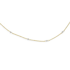 14K Two-Tone Gold Beaded Necklace with Mirror Finish and Extender - 18