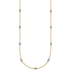 14K Two-tone Diamond Cut Beads w/ 2in Ext Necklace
