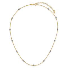 14K Two-tone Diamond Cut Beads w/ 2in Ext Necklace