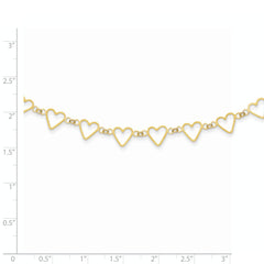 14K Oval Cable with Open Flat Hearts Necklace