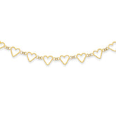 14K Gold Heart-Stamped Oval Cable Necklace with Extender - 16