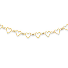 14K Gold Heart-Stamped Oval Cable Necklace with Extender - 16