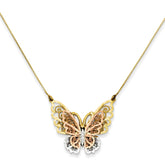 Sophia Jewelers 14K Two-Tone Gold Butterfly Necklace with Rhodium Elegance - 24