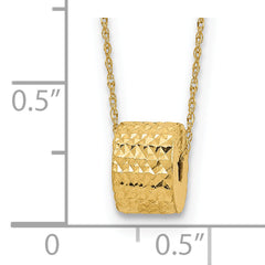 14K Rope Chain w/ Barrel Bead w/ 2in Extension Necklace