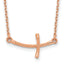 Small Sideways Curved Twist Cross Necklace in 14K Rose Gold, 19 Inch - Sophia Jewelers