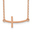 Sideways Curved Cross Necklace in 14K Rose Gold, Textured, 19 Inch - Sophia Jewelers