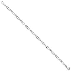 14k White Gold 7in Polished Fancy Link Bracelet