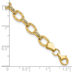 14k Diamond Cut Fancy Link Bracelet