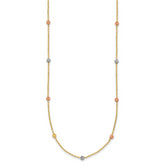 14K Tri-Color Gold Beaded Necklace with Polished Elegant Finish